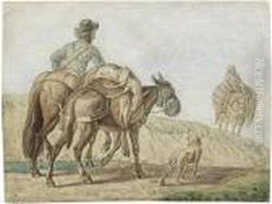 Jager Mit Zwei Maultieren by Johann Adam Klein