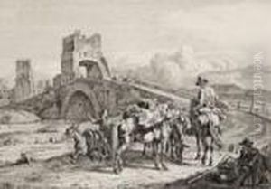 Vier Radierungen Mit Reiseszenen Aus Italien Und Ungarn by Johann Adam Klein