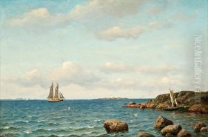 Sailing Ship At Sea by Oskar Conrad Kleineh