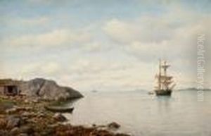 Sailing Ship Near The Shore by Oskar Conrad Kleineh