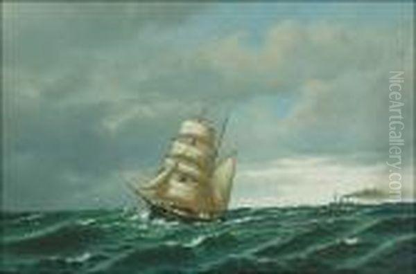 Sailing Ship On Rough Seas - view 1