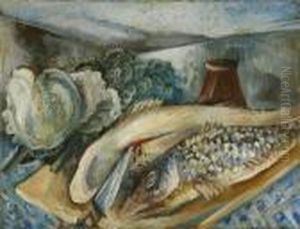 Stilleben Mit Fischen Und Kohl by Paul Kleinschmidt