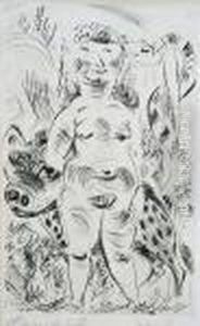 Eva Mit Schlange Im Paradies by Paul Kleinschmidt