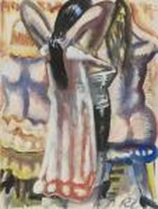 Three Circus Women, Three Women Putting On Make-up by Paul Kleinschmidt
