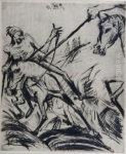 Kleinschmidt, Paul: "acht 
Radierungen Zu Donquichote", 1919. 8 Etchings. All Signed, Dated And 
Numbered 1/50. -minimally Stained. Minimally Creased. 3 Without 
Passepartout.folder With Defects. Minimally Foxed