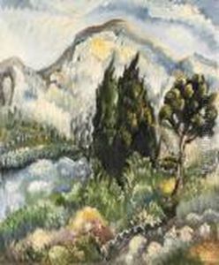 Landschaft Mit Zypressen by Paul Kleinschmidt