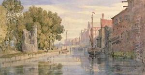 The River at Carrow with the Devil's Tower, 1874 by John Joseph Cotman