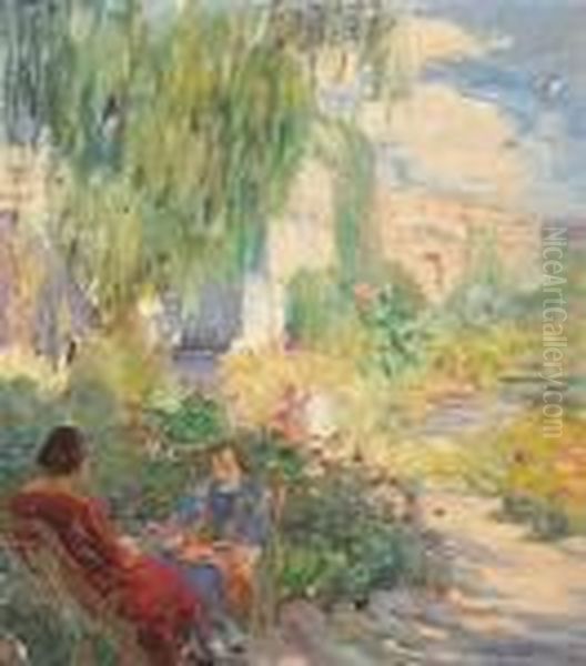 A Conversation In A Mission Garden - view 1