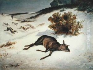 Hind Forced Down in the Snow, 1866 by Gustave Courbet