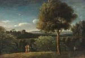 Arkadische Landschaft Mit Wanderern by Johann Christian Klengel