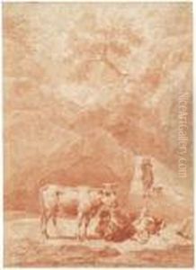 Rastender Hirte; Rastender Hirte Neben Einem Rind by Johann Christian Klengel