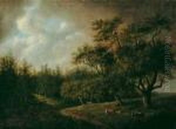 Waldige Landschaft Mit Hirtenjungen Und Herde. - view 1