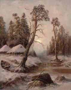 Winter Landscape With Lake by Iulii Iul'evich (Julius) Klever
