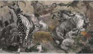 Auf Der Wildbahn, Circa 1910 by Heinrich Kley