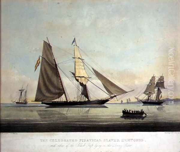 The Celebrated Piratical Slaver LAntonio With others of the Black Craft Lying in the Bonny River, 1830 - view 1