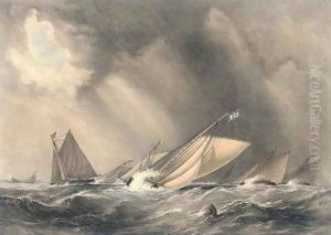 Match at Cowes for a cup given by the members of the Royal Yacht Squadron, Augt. 14th, 1844, by G. Hawkins by Nicholas Matthews (1816-51) Condy