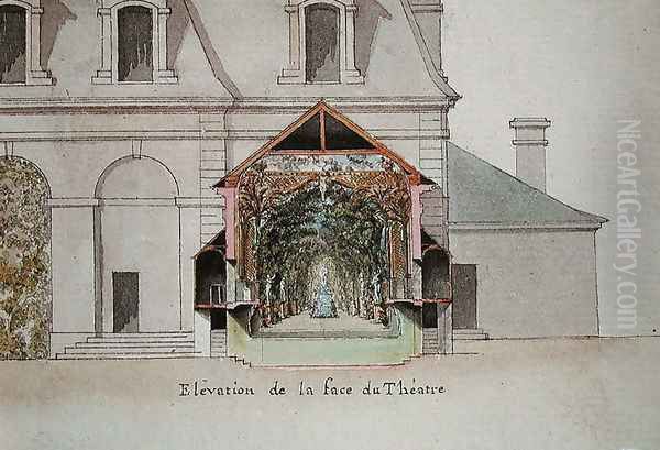 Elevation of the Theatre of the Salle de Spectacle, Chateaux de Chantilly, from the 'Atlas du Comte du Nord', 1784 - view 1