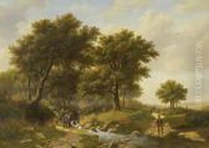 Baumlandschaft Mit Bachlauf by Johann Bernard Klombeck