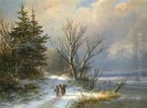 Winterlandschaft Mit Reisigsammlern