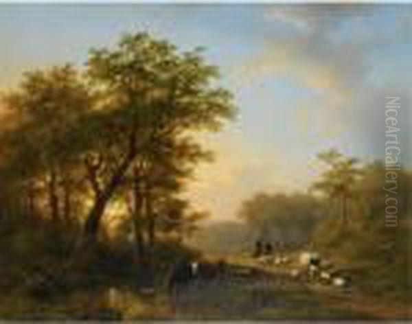 Figures And Cattle In A Landscape - view 1