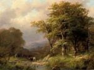A Tranquil Afternoon In The Woodlands by Johann Bernard Klombeck