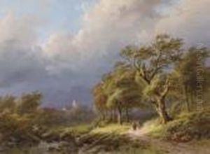 Travellers On A Sandy Track In A Storm by Johann Bernard Klombeck