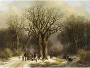 Hunters In The Snow by Johann Bernard Klombeck
