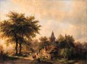 A Village Street In Summer by Johann Bernard Klombeck