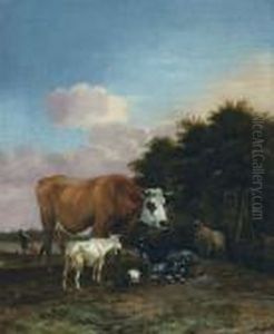 Landscape With Bull And Goats (1662) by Albert-Jansz. Klomp