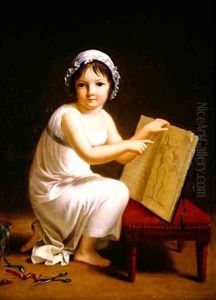 Child pointing at a drawing of cupid by Jeanne-Elisabeth Chaudet