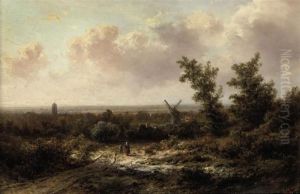 Figures On A Sandy Trail by Pieter Lodewijk Francisco Kluyver