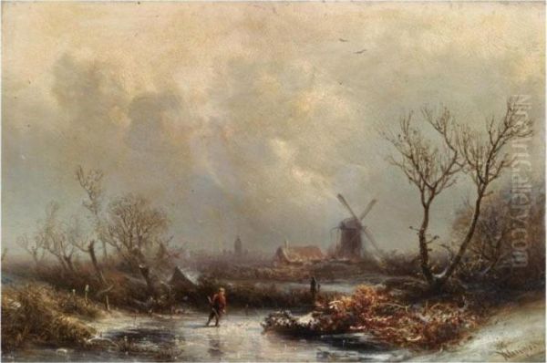 Figures In A Snow Covered Winter Landscape - view 1