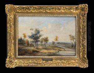 Weite Romantische Fluslandschaft by Pieter Lodewijk Francisco Kluyver