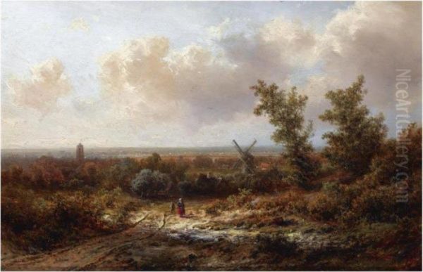 Figures In A Panoramic Landscape - view 1
