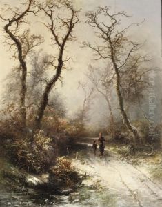 Along A Snowy Path by Pieter Lodewijk Francisco Kluyver