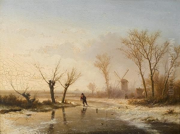 Winter Landscape With Skating Figure - view 1
