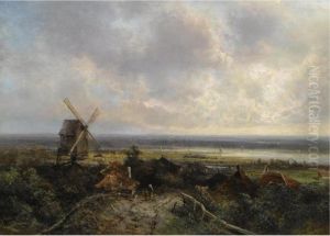 A Windmill In A Panoramic Landscape A Windmill In A Panoramic Landscape