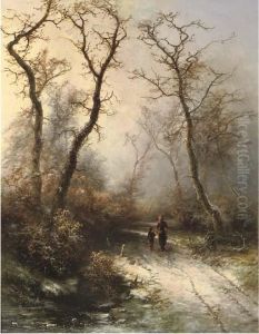 In The Forest In Winter by Pieter Lodewijk Francisco Kluyver