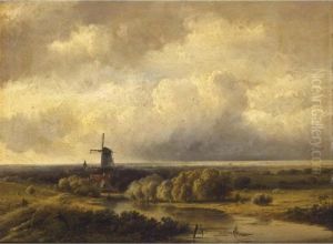 A River Landscape With A Windmill A River Landscape With A Windmill