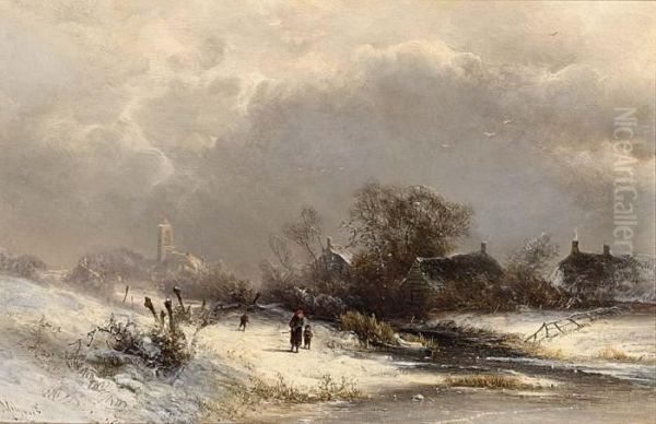 Figures In A Winter Landscape - view 1
