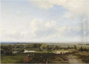 A Panoramic Landscape, Beverwijk In The Distance by Pieter Lodewijk Francisco Kluyver
