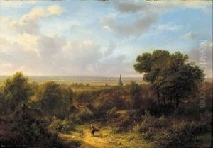 Panoramic Summer Landscape With A Woodgatherer On A Sandytrack