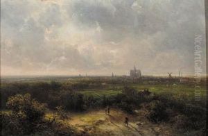 Travellers In The Dunes With Haarlem Beyond