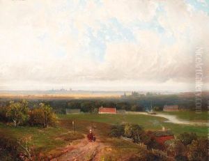 A Panoramic View Of Haarlem With Figures On A Track In Kraantje Lekin The Foreground