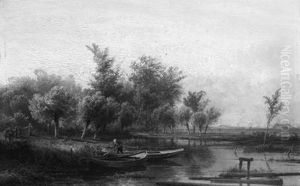 A Wooded River Landscape With An Eelfisher