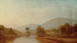 Landscape With Cattle Watering by Charles Wilson Knapp