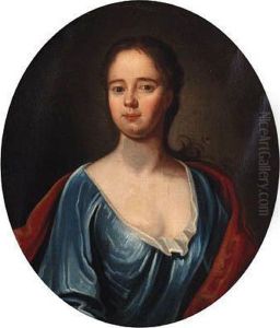 Portrait Of A Gentleman, 
Half-length, In A Brown Jacket And White Stock; And Portrait Of A Lady, 
Half-length, In A Blue Dress And Red Wrap