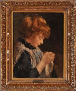 The Sewing Lesson by Ludwig Knaus