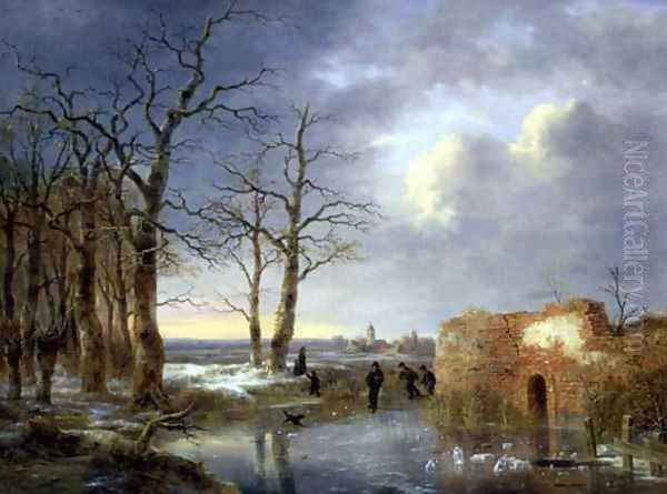 Skaters on a Frozen River - view 1