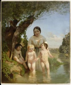 Mother With Three Children By Ariver